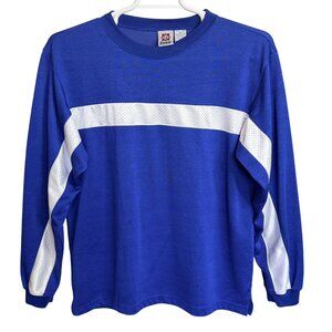 Vintage 90s Franklin Sports Mesh Stripe Jersey Medium Blue White Pullover